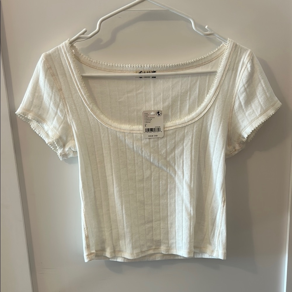 Women's White Ribbed Top